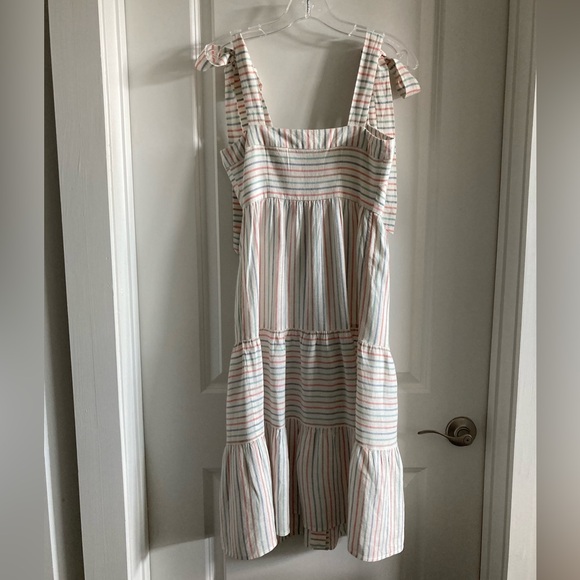 Gal Meets Glam Connie Shoulder Tie Buttoned Front Midi Sundress - Picture 4 of 9